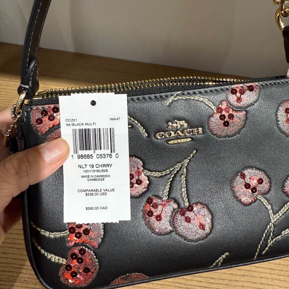 Coach Nolita 19 With Cherry Print CCZ21 Gold/Black Multi NWT - Picture 8 of 8